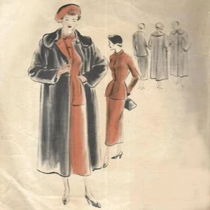 Original Vintage 1950s Pattern, Women's Coat Couturier - Bust=32" (81cm) - Picture 1 of 3