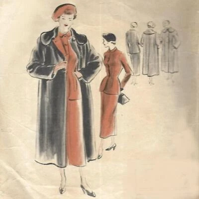 Original Vintage 1950s Pattern, Women's Coat Couturier - Bust=32" (81cm) - Image 1 of 3
