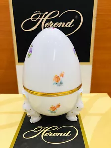 HEREND MF KIMBERLY PATTERN STANDING EGG WITH BUNNIES FOOTED,BRAND NEW BOXED - Picture 1 of 7