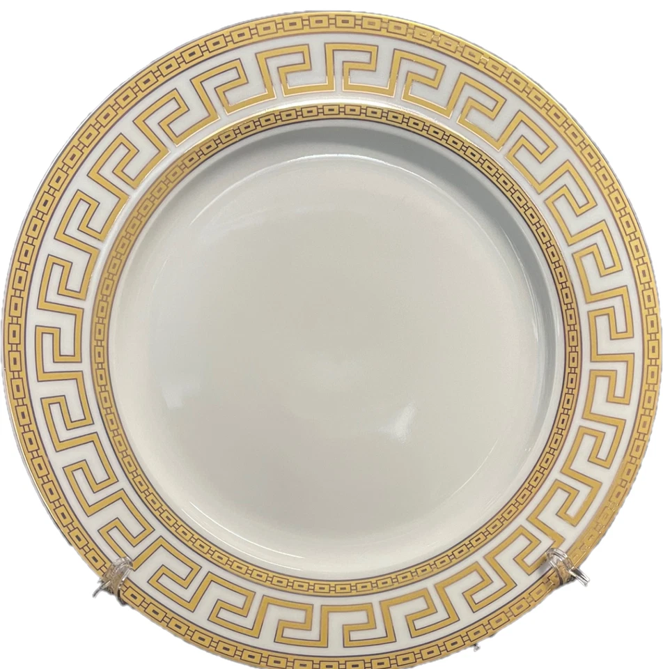 Plato de postre/ensalada Euro porcelana vintage dorado diseño llave griega 7,5" Foto 1 de 1