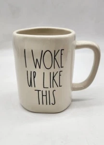 Rae Dunn Artisan Collection Ceramic 16 Oz Coffee Mug "I Woke Up Like This" - Picture 1 of 6