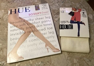 Pantimedias transparentes Hue So Silky + medias acanaladas clásicas talla 3 ¡Nuevas! Foto 1 de 4