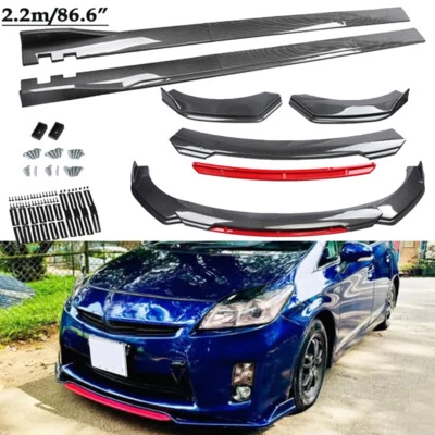 Carbon Fiber Style Red Front Lip Chin Bumper For Toyota Prius Prime Side Skirt Foto 1 de 4