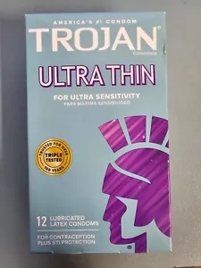 TROJAN Ultra Thin Lubricated Latex Condoms 12 ct - Picture 1 of 1