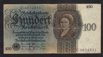 Germany 100 Reichmark 1924  P-178  VG - Image 1 of 2