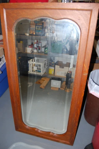 Antique Mission oak beveled glass mirror. 1’11 1/2” x 3’8 1/2” Cover