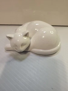 Weiße schlafende Katze Porzellan Figur 3,5 x 5 Zoll - Bild 1 von 6