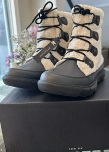 Botas para mujer Sorel Explorer II Joan acogedoras talla 7,5 blancas negras $165 - Imagen 1 de 6
