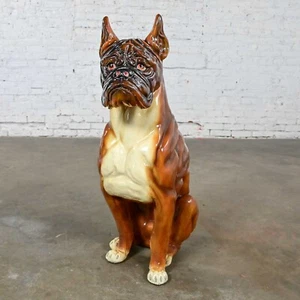 1970er Jahre großformatiger geformter Harz Boxer Hund Statue/Skulptur Stil Marwal Ind. - Bild 1 von 22