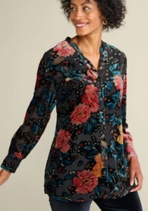 Soft Surroundings Women's Black Multi Autumn Burnout Velvet Tunic & Tank 1X - Picture 1 of 11