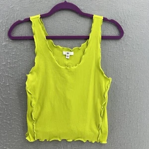 Camiseta sin mangas BP para mujer mediana verde lima acanalada ribete de lechuga elástica - Imagen 1 de 7