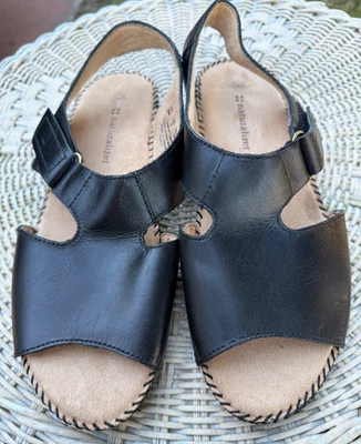 Sandalias Naturalizer 9M Scout para mujer negras planas correa al tobillo cuero ¡NUEVAS! Foto 1 de 4