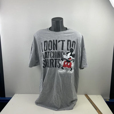 I Don't Do Camisas a Juego Camiseta Adulto Talla XXL Gris Mickey Mouse Disney Foto 1 de 4