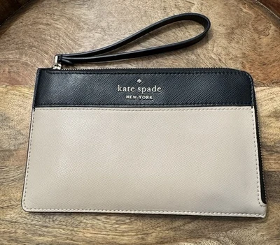 Cartera pulsera Kate Spade New York Staci para mujer cuero beige bolsillos interiores Foto 1 de 4