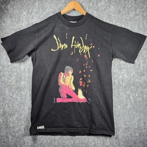Jimi Hendrix Winterland T Shirt Large Tall Black Cotton Burning Guitar Print - Picture 1 of 16
