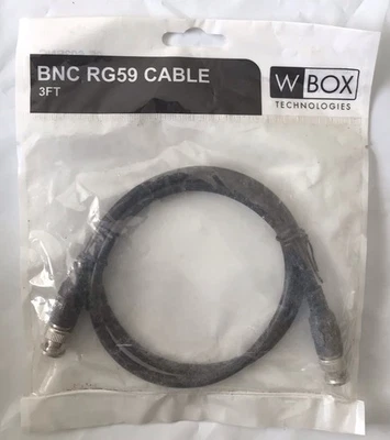 WBOX TECHNOLOGIES BNC RG59 3FT MALE-MALE CONNECTOR CABLE - NEW - Image 1 of 2
