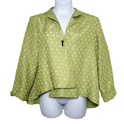 IC Connie K Chaqueta Lunares Satinado Verde Talla XXL Blazer Artístico Lagenlook Carrera Foto 1 de 4