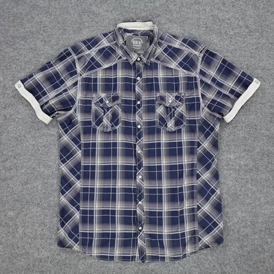 Camisa masculina BKE XL Snap azul ocidental xadrez ajuste atlético fivela Rockabilly B2283 - Imagem 1 de 4