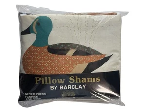 Vintage Mallard Duck Pillow Sham Set Of 2 Rustic Country Cottage Quilt Look New - Picture 1 of 9