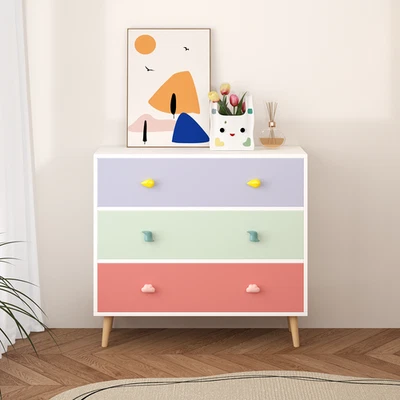 Kids 3 Drawer Dresser Baby Nightstand Storage Cabinet for Toddler Child Colorful - Image 1 of 4