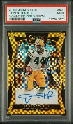 James Starks 2016 Panini Select Sig-GOLD Prizm Auto /10 PSA 9 MINT Packers Match - Image 1 of 2