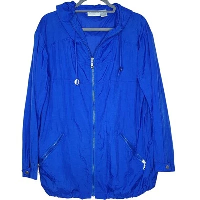 Chaqueta cortavientos con capucha Nordstrom azul cobalto, cremallera frontal, pequeña para mujer Foto 1 de 4