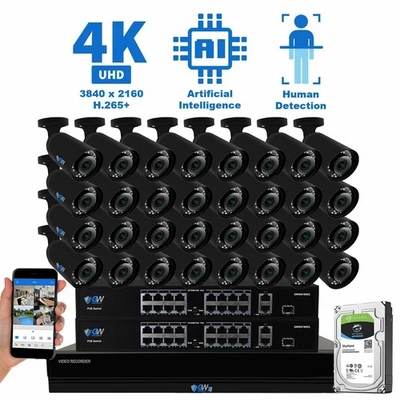 2025 new 32 4K AI Smart Varifocal Camera 32CH PoE NVR Color Night Vision - Image 1 of 4