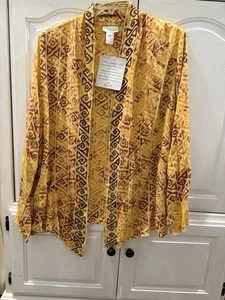 Weiche Umrandung bunt bedruckt Perlen vorne Jacke Herbstfarben 2X Herbst - Bild 1 von 3