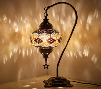 Turkish Moroccan Mosaic Bohemian Colorful Table Bedside Lamp Light Lampshade - Image 1 of 4