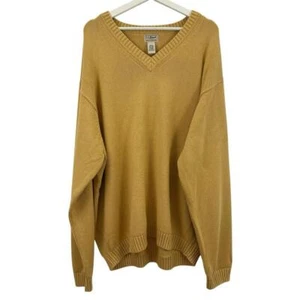 Suéter L.L Bean para hombre 100 % algodón amarillo cuello en V manga larga talla XXL - Imagen 1 de 5