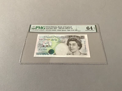 Gran Bretaña 5 libras P-382a ND (1990-91) PMG 64 EPQ Foto 1 de 4