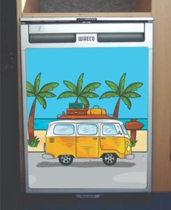 Waeco CRX50 Vinyl Fridge Sticker Wrap Print - CamperVan Beach Scene - Picture 1 of 1