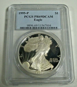 1995-P PROOF SILVER EAGLE PCGS PR69DCAM KEY DATE - Picture 1 of 4