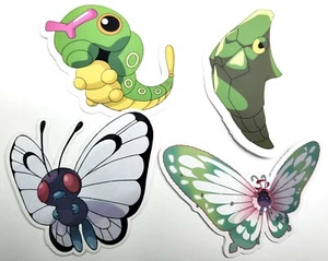 Caterpie, Metapod, Butterfree, Gigantamax Butterfree - 4 Vinyl Sticker Evolution - Picture 1 of 2