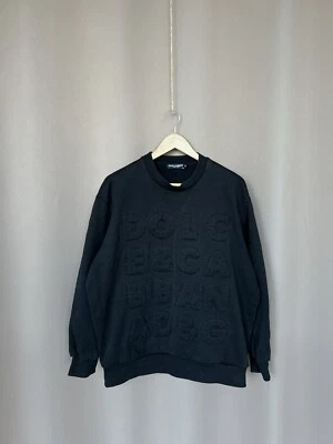 Sudadera Dolce Gabbana con logotipo texturizado para hombre talla 46 M/L suéter negro Foto 1 de 4