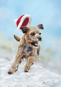 Pack de 10 tarjetas de Navidad Border Terrier 'Out to Play' de Paul Doyle C692x - Imagen 1 de 2