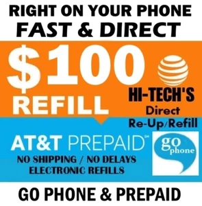 $100 ATT PREPAID REFILL ✅ DIRECT FAST ✅ AT&T REFILL ✅ GET IT TODAY! - Picture 1 of 2