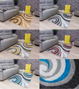 Large Living Room Rug Runner Spiral Design 10mm Pile Bedroom Cheap Carpet Mat - Picture 1 of 37
