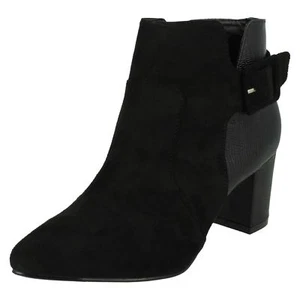 ANNE MICHELLE F5R0551 LADIES ZIP UP POINTED TOE MID HEEL WINTER ANKLE BOOTS SIZE