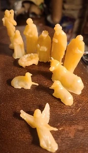 Vintage Nativity Set 11 Figurines Hard Plastic Made Hong Kong Hollow untainted  - Picture 1 of 4