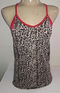 NWOT WOMENS LARGE AVIVA SPORTS TOP SPORTS BRA LEOPARD RED SEXY SPORTY - Picture 1 of 4