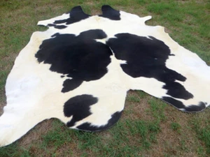 GENUINE 6x6 ft  ! BLACK & WHITE Cowhide Rug natural Cowhides Cow Hide Skin - Picture 1 of 9