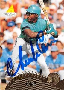 Chuck Carr autographed baseball card (Florida Marlins) 1995 Pinnacle #30