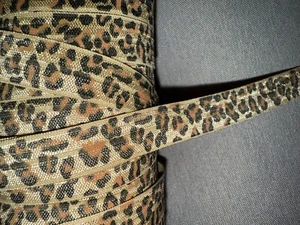 10 yardas Negro Marrón Guepardo Leopardo Animal Print Elástico Plegable Elástico 5/8" - Imagen 1 de 1