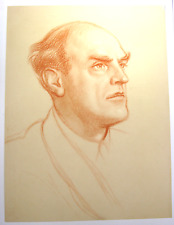 Vintage c.1937 Sanguine Drawing Portrait Print -BBC's Lord John Reith 10" x 7.5"