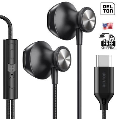 Delton 15EC Stereo Wired Earbuds, USB Type-C - Black - Image 1 of 4