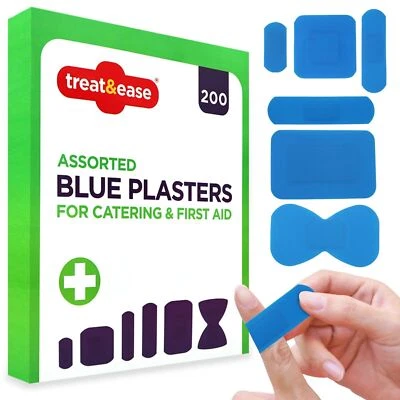 SOL 200 Blue Plasters Catering | Flexible Breathable Assorted Sizes First Aid Latex