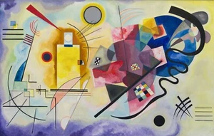 QUADRO STAMPA SU TELA CANVAS kandinsky jaune rouge e blue - classico moderno - Foto 1 di 3