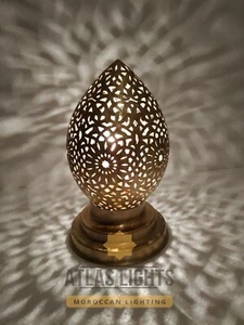 Lamp Moroccan Table Brass Engraved Light Handmade Vintage Style Lantern Decor - Picture 1 of 10