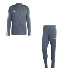 adidas Tiro Tracksuit Mens Small Slim Jacket and Pants Set Soccer Grey White - Picture 1 of 9